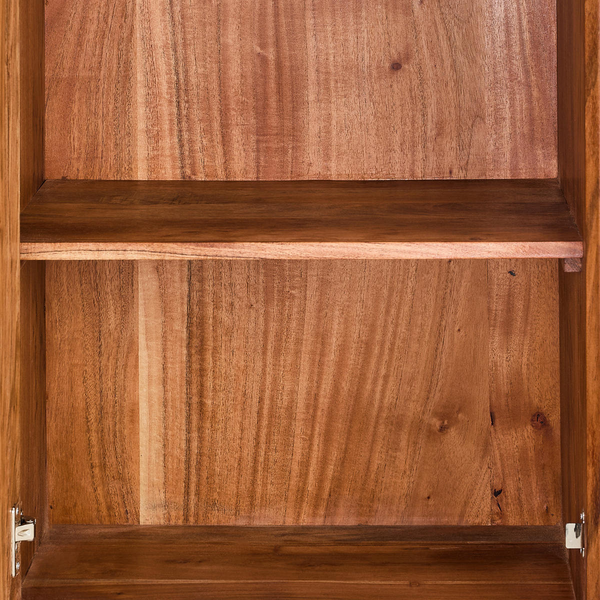 VITRINE Doha in furniert, massiv Akazie Naturfarben  - Transparent/Schwarz, KONVENTIONELL, Glas/Holz (55/200/42cm) - Livetastic