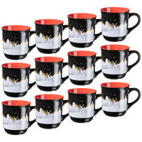 BECHERSET  6-teilig  - Rot/Schwarz, Trend, Keramik (250ml) - Mäser