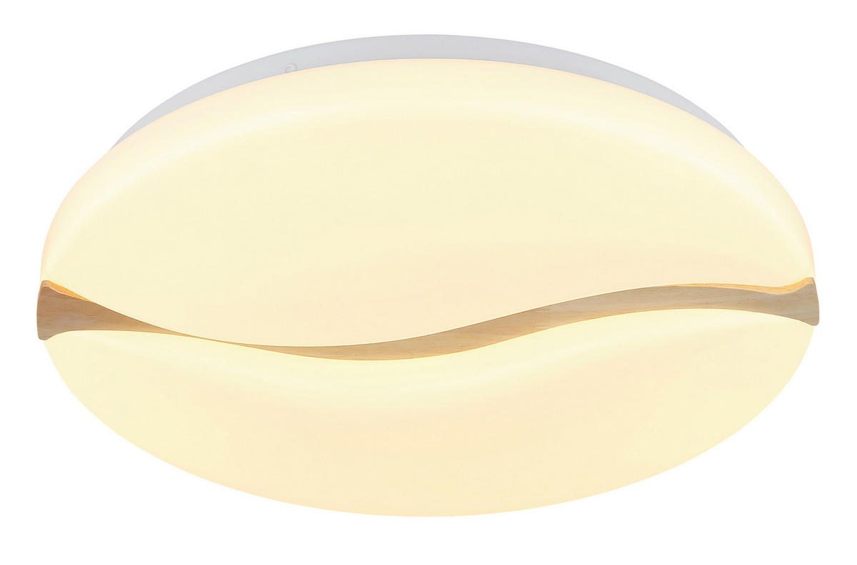 LED-DECKENLEUCHTE LETICIA 39/8 cm   - Braun/Weiß, Basics, Holz/Kunststoff (39/8cm) - Globo