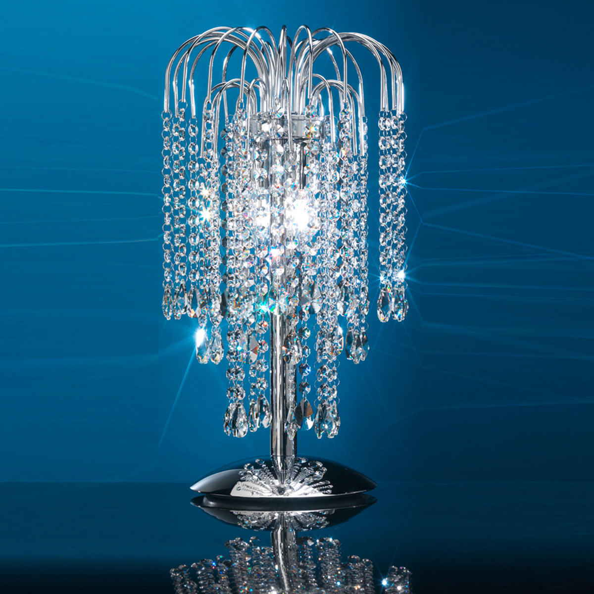 KRISTALL-TISCHLEUCHTE 25/50 cm   - Chromfarben, LIFESTYLE, Glas/Metall (25/50cm)