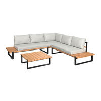 LOUNGEGARNITUR 3-teilig  253/254 cm  Teakholz Aluminium  - Schwarz/Teakfarben, MODERN, Holz/Textil (253/254cm) - Ambia Garden