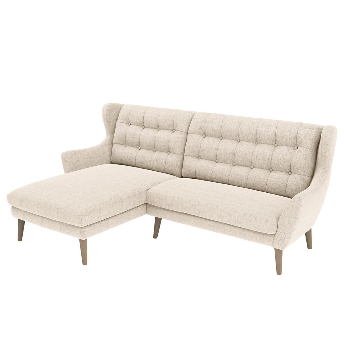 ECKSOFA in Webstoff Silberfarben  - Eichefarben/Silberfarben, Konventionell, Holz/Textil (250/107/173cm) - Trendmanufaktur