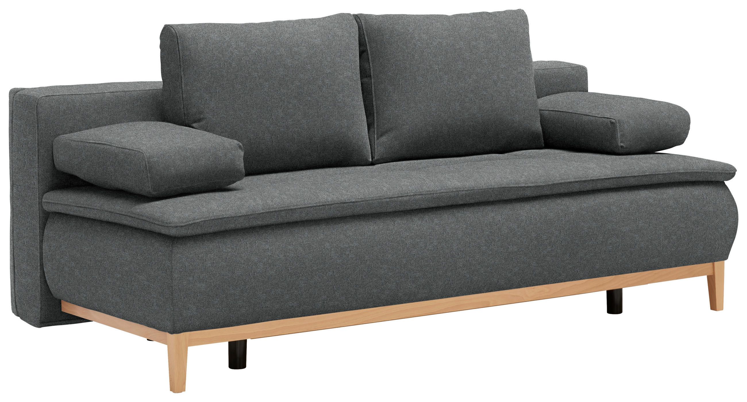 BOXSPRINGSOFA Webstoff Grau  - Eichefarben/Beige, Design, Holz/Textil (202/78/93/100cm) - Carryhome