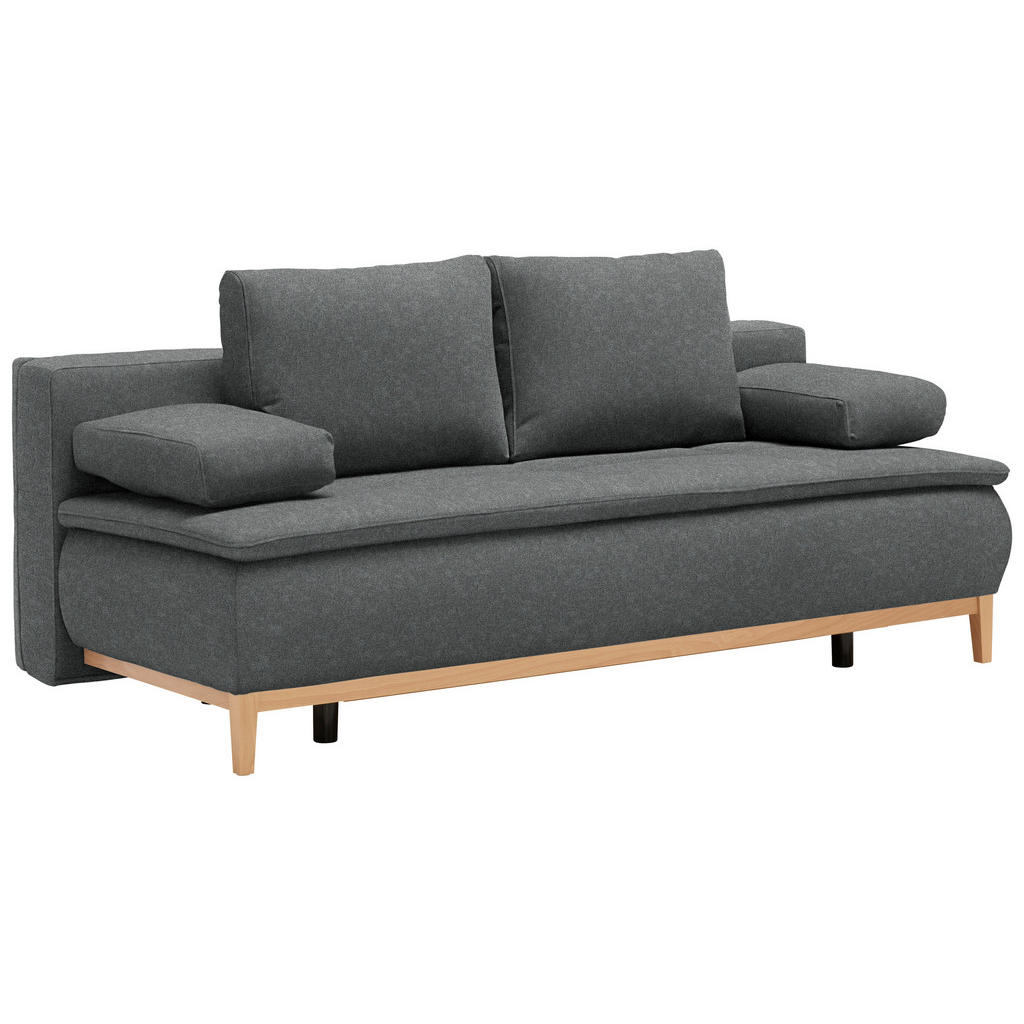 Thumbnail - Carryhome Boxspringsofa, Grau, Textil, Buche, massiv, 2-Sitzer, Füllung: Schaumstoff, 202x78x93 cm, Stoffauswahl, Schlaf...