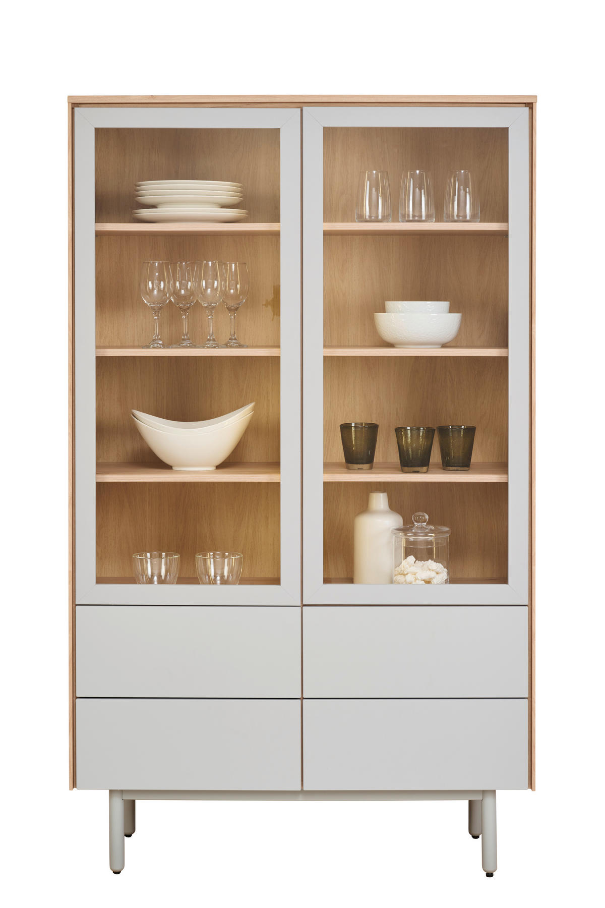 VITRINE Grau, Eichefarben  105/177/40 cm  - Eichefarben/Grau, Design, Glas/Holzwerkstoff (105/177/40cm) - home24