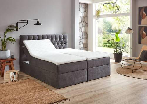 BOXBETT 160/200 cm  in Grau  - Schwarz/Grau, Modern, Kunststoff/Textil (160/200cm) - MID.YOU