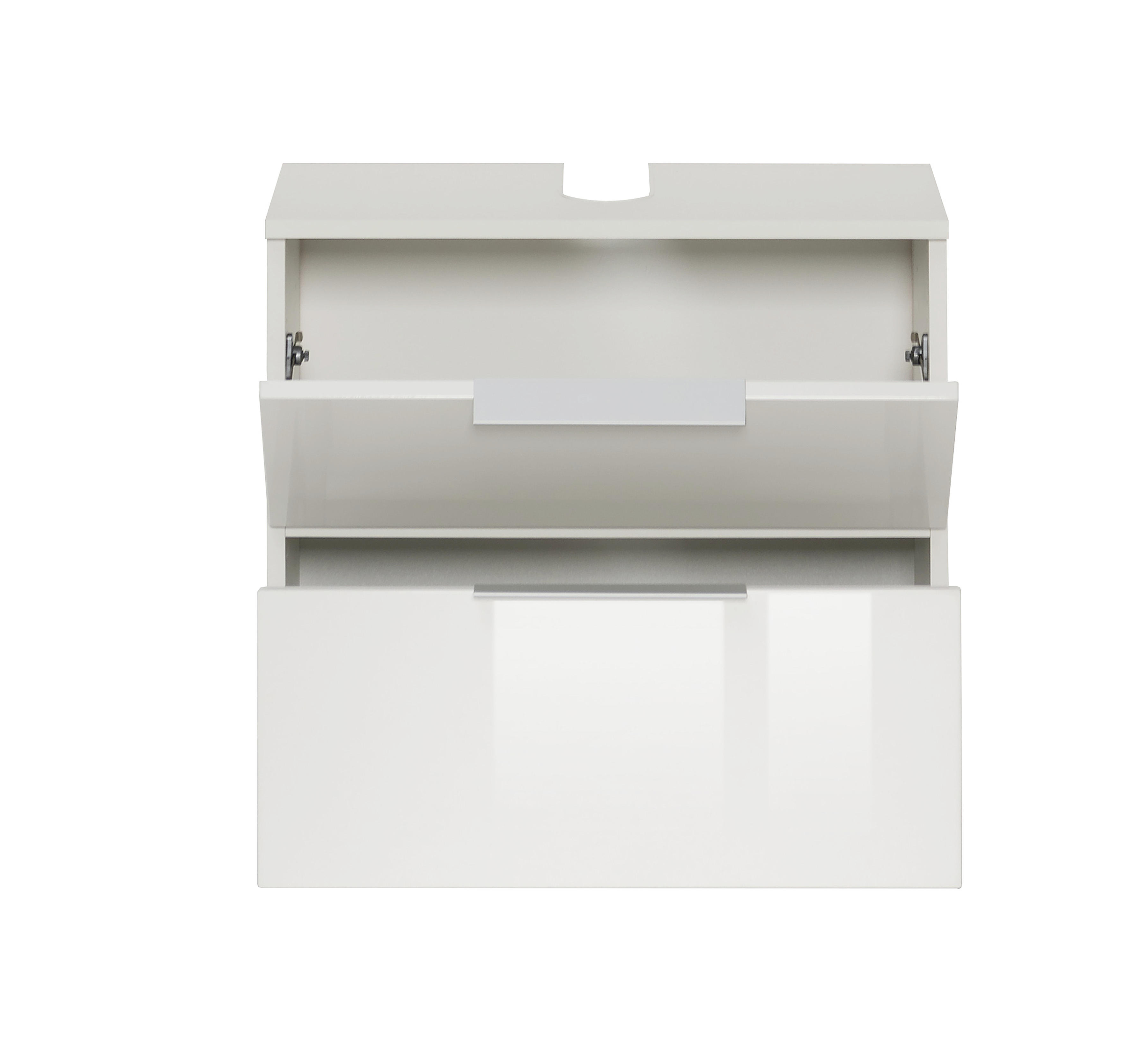 WASCHBECKENUNTERSCHRANK Weiß  - Silberfarben/Alufarben, Design, Holzwerkstoff/Kunststoff (60/54/35cm) - Xora