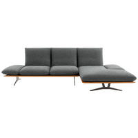 ECKSOFA  in Flachgewebe Graubraun Armteilverstellung, Kopfteilverstellung  314/159 cm  - Graubraun/Schwarz, Design, Holz/Textil (314/159cm) - Dieter Knoll