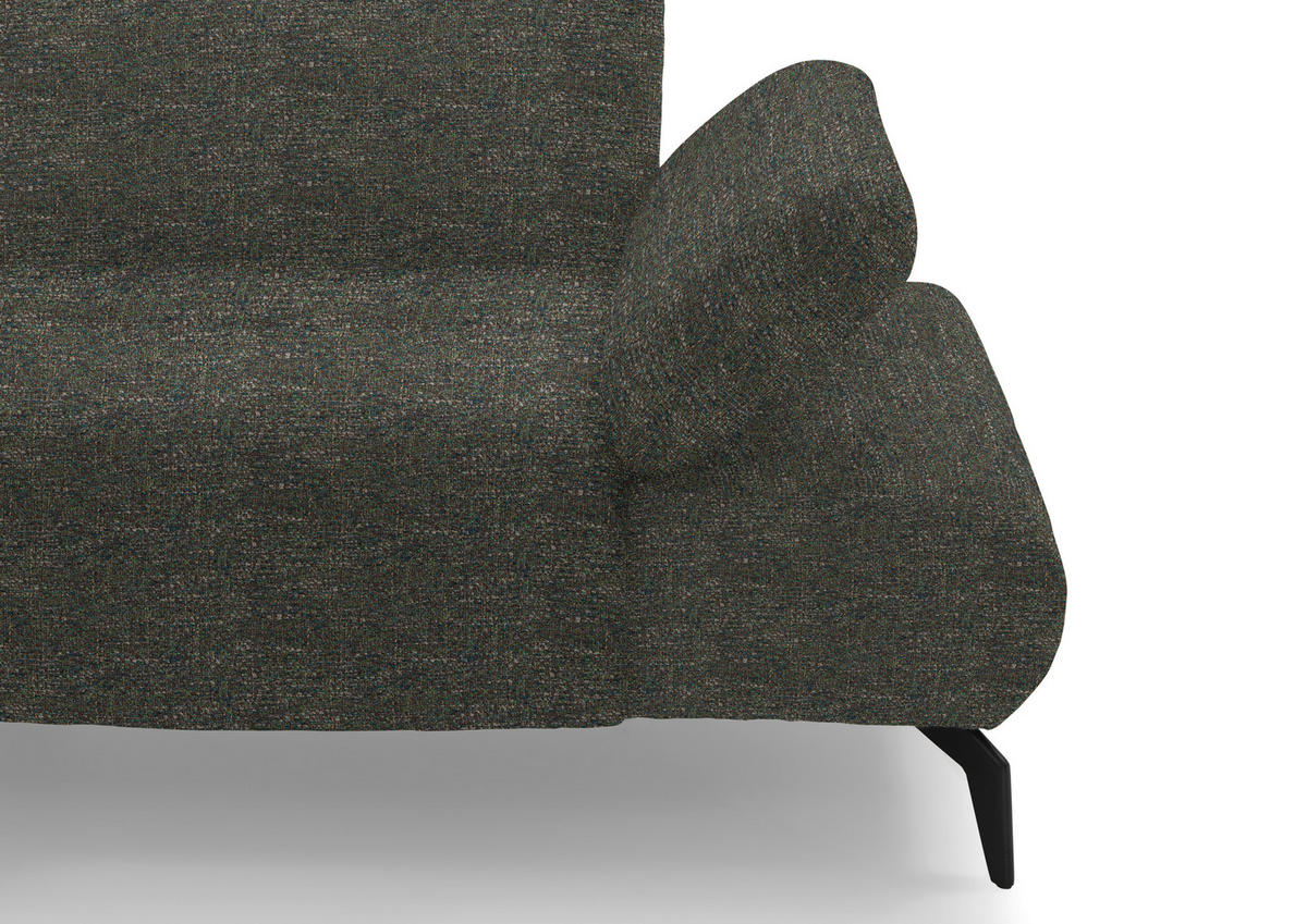 ECKSOFA in Webstoff Khaki  - Khaki/Schwarz, Design, Textil/Metall (290/223cm) - Moderano