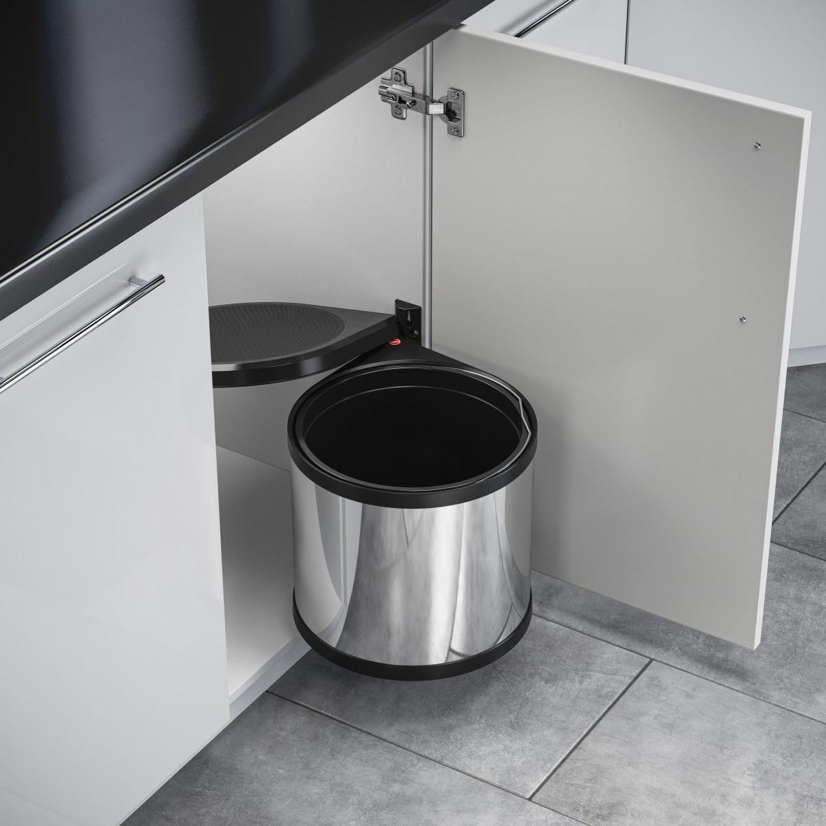 EINBAUABFALLSAMMLER 12 l  Metall  - Edelstahlfarben/Schwarz, Basics, Kunststoff/Metall (29,8/29,3/29,8cm) - HKT