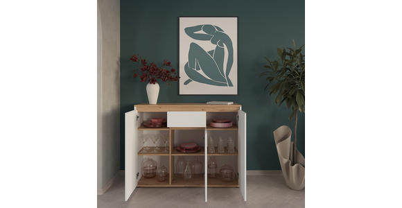 SIDEBOARD  120/93/38 cm 1 Schublade(n)  - Schwarz/Weiß, MODERN, Holzwerkstoff/Kunststoff (120/93/38cm) - Carryhome