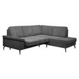 ECKSOFA Anthrazit Velours Bettkasten, Sitzvorzug  - Anthrazit/Schwarz, KONVENTIONELL, Textil/Metall (253/206cm) - Venda