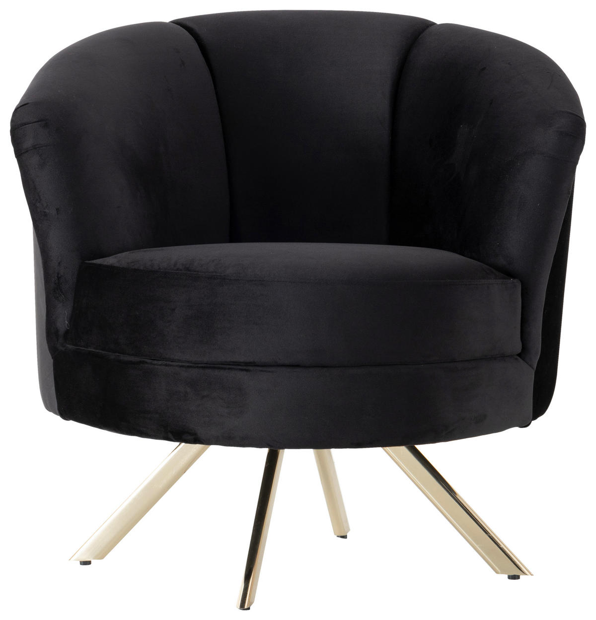SESSEL Samt Schwarz    - Goldfarben/Schwarz, Design, Textil (83/83/88cm) - Livetastic
