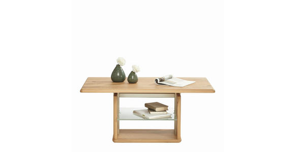 COUCHTISCH Wildeiche massiv ESG 110/65/50-69 cm rechteckig Wildeiche  - Wildeiche, Design, Glas/Holz (110/65/50-69cm) - Venda