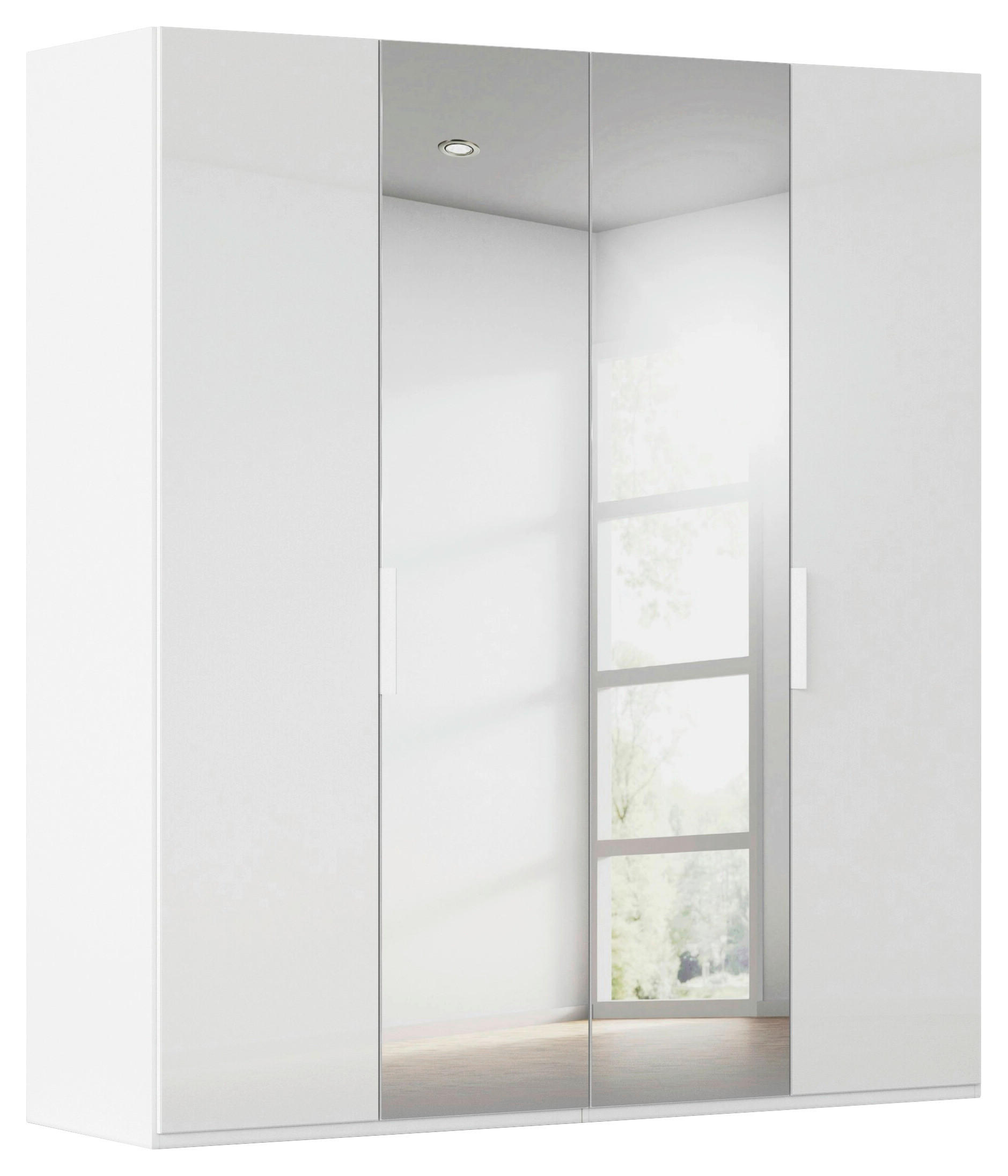 DREHTÜRENSCHRANK 201/223/61 cm,  in Weiß, Weiß Hochglanz, 4-türig  - Weiß Hochglanz/Weiß, Basics, Glas/Holzwerkstoff (201/223/61cm) - Novel