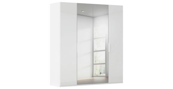 DREHTÜRENSCHRANK 201/223/61 cm,  in Weiß, 4-türig  - Weiß, Basics, Glas/Holzwerkstoff (201/223/61cm) - Novel