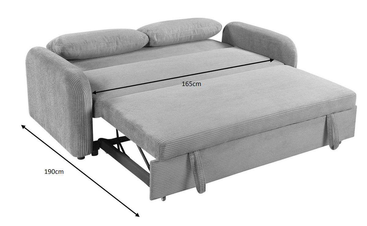SCHLAFSOFA Cord Grün  - Schwarz/Grün, Design, Kunststoff/Textil (193/86/90cm) - MID.YOU