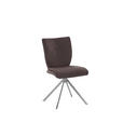 STUHL  Stoffauswahl, Typenauswahl, Sitzfläche 180° drehbar, automatische Rückholfunktion Lederlook, Velours, Mikrofaser  Edelstahlfarben, Mokka  - Edelstahlfarben/Mokka, Design, Textil/Metall (50/89/61cm) - Dieter Knoll