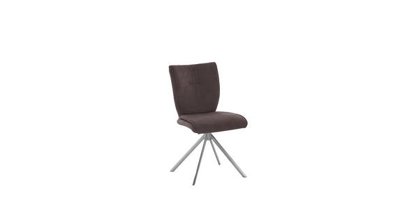 STUHL  Stoffauswahl, Typenauswahl, Sitzfläche 180° drehbar, automatische Rückholfunktion Lederlook, Velours, Mikrofaser  Edelstahlfarben, Mokka  - Edelstahlfarben/Mokka, Design, Textil/Metall (50/89/61cm) - Dieter Knoll