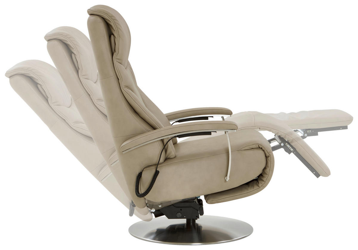 RELAXSESSEL in Leder Beige  - Edelstahlfarben/Beige, Design, Leder/Metall (75/117/88cm) - Dieter Knoll