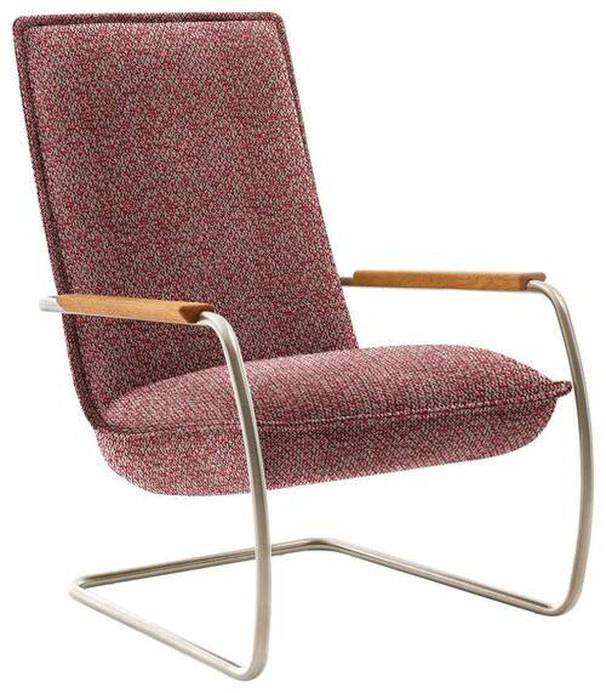 SESSEL in Flachgewebe Rot  - Edelstahlfarben/Eichefarben, Design, Holz/Textil (76/105/87cm) - Koinor