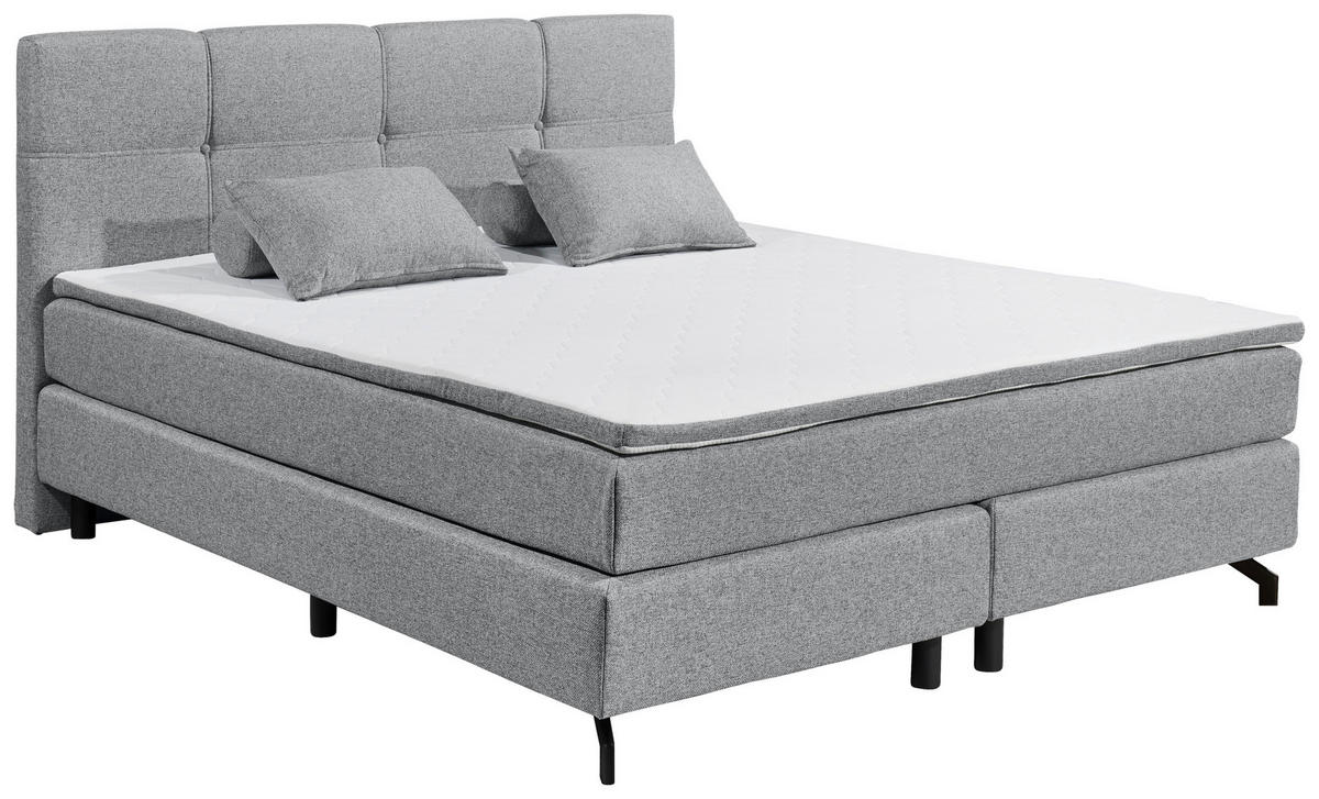 BOXSPRINGBETT 180/200 cm  in Grau  - Grau, MODERN, Holzwerkstoff/Textil (180/200cm) - MID.YOU