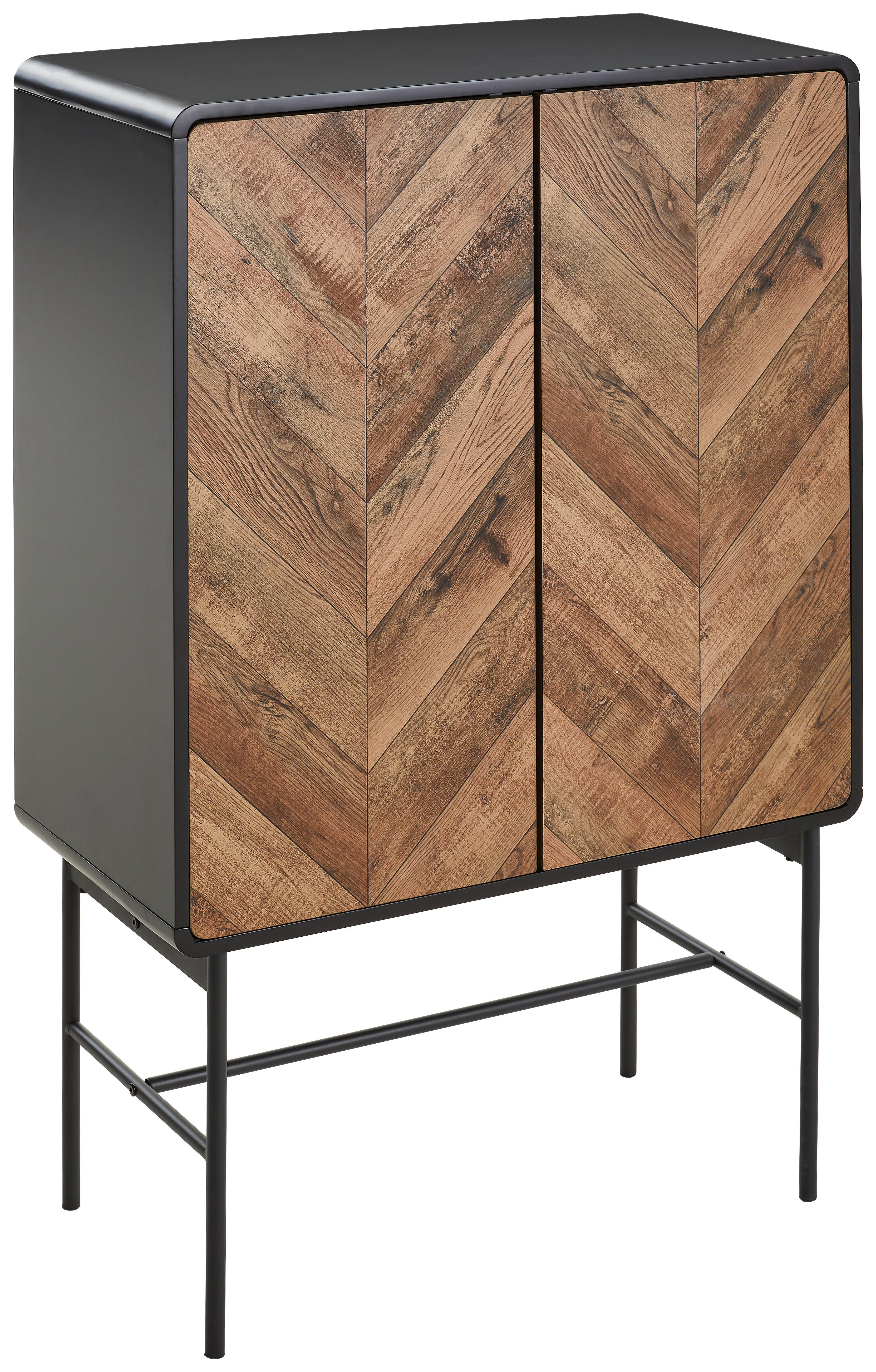 COMODĂ 80/122/40 cm  - culoare lemn stejar/negru, Modern, metal/material pe bază de lemn (80/122/40cm) - MID.YOU