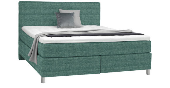 BOXSPRINGBETT 180/200 cm in Petrol - Chromfarben/Petrol, KONVENTIONELL, Kunststoff/Textil (180/200cm) - Voleo