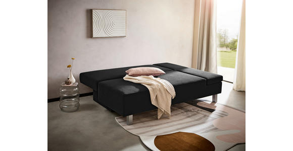 SCHLAFSOFA Flachgewebe Schwarz  - Chromfarben/Schwarz, Design, Holz/Textil (205/77-93/99cm) - Novel