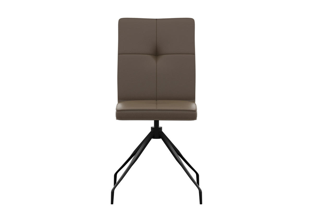 STUHL Echtleder Grau  - Grau, Design, Leder/Metall (45/96/58cm) - Moderano