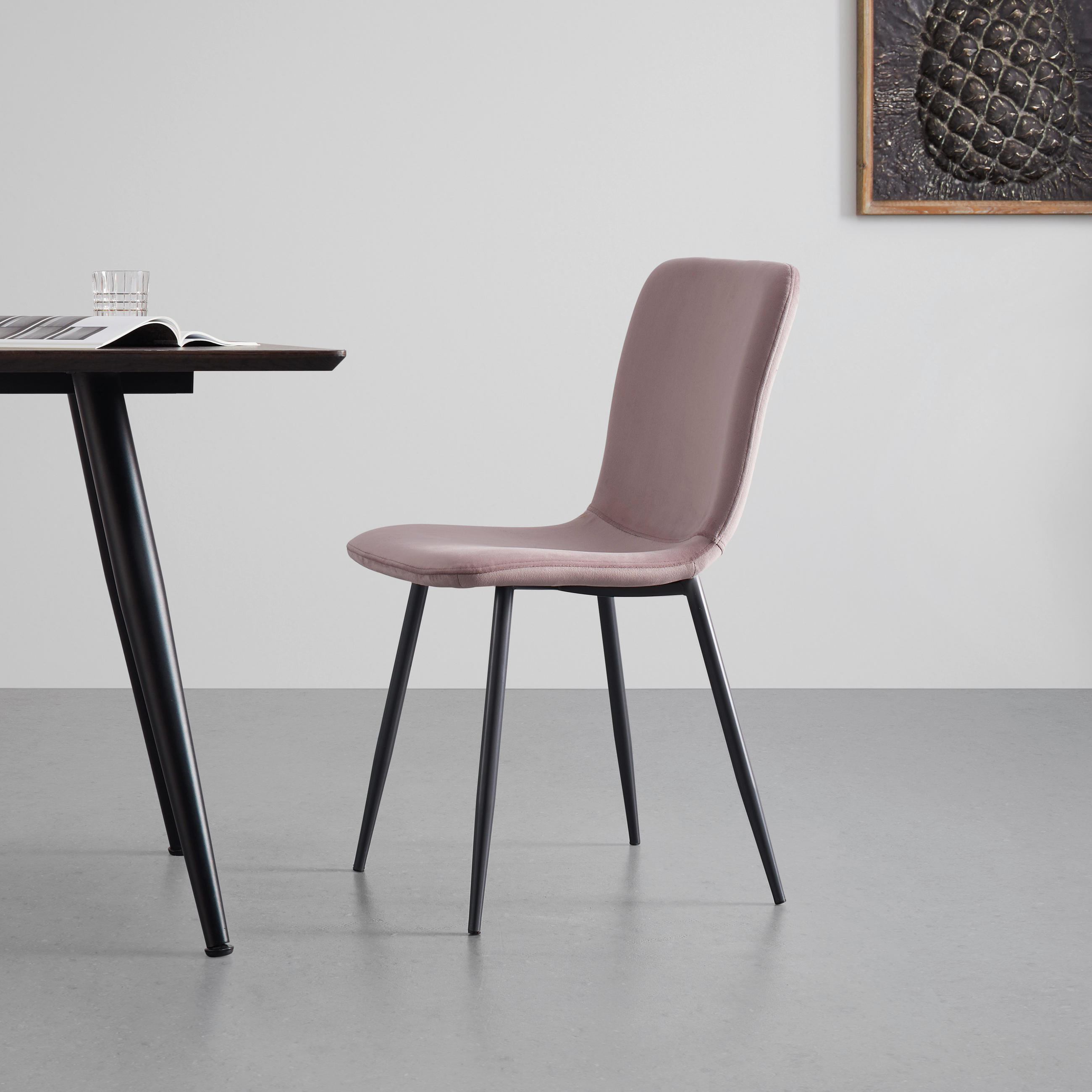 STUHL - Dunkelgrau/Rosa, MODERN, Textil/Metall (43/86/55cm) - Bessagi Home