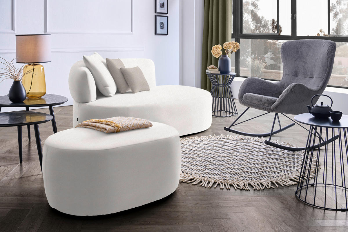 RÉCAMIERE in Plüsch Creme, Greige  - Greige/Creme, MODERN, Kunststoff/Textil (166/86/105cm) - Hom`in