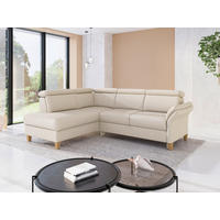 ECKSOFA Flachgewebe Creme  - Eichefarben/Creme, Konventionell, Holz/Textil (193/247cm) - Sit & More