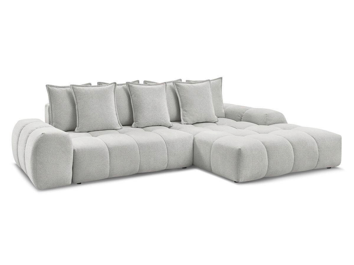ECKSCHLAFSOFA EVEREST  mit Rücken echt, Armteil links, Armteil rechts Flachgewebe Hellgrau  - Hellgrau/Schwarz, MODERN, Kunststoff/Textil (318/180cm) - Livetastic