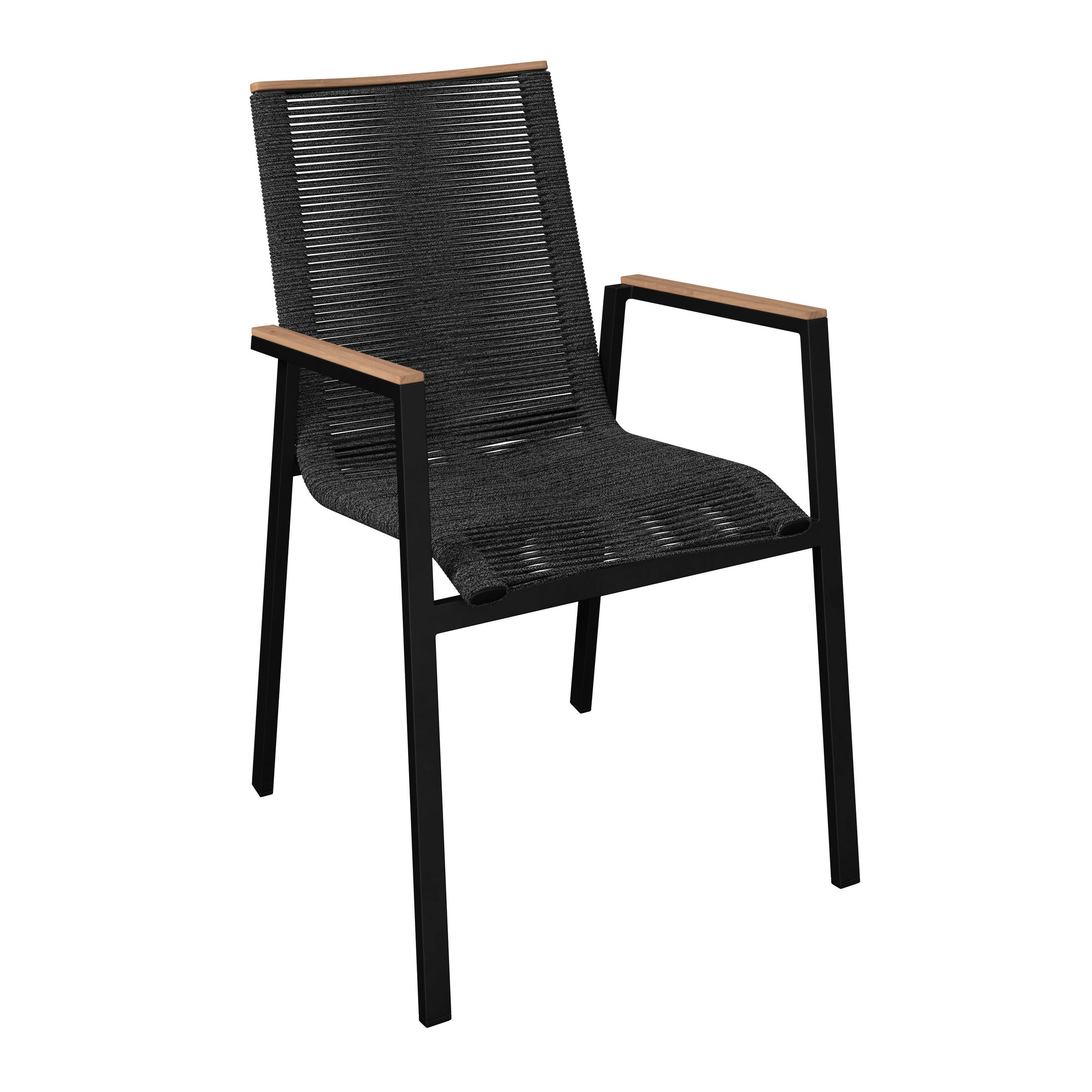Amatio Basic Stapelsessel Anthrazit, Schwarz, Teak 56x90x66 cm