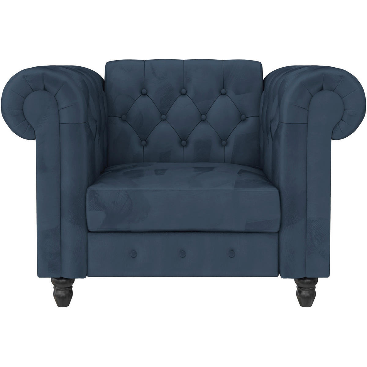 SESSEL in Velours Blau  - Blau/Schwarz, Basics, Holz/Textil (111/83/87cm) - Livetastic