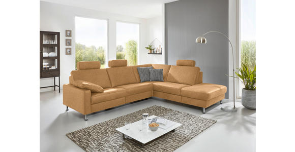 ECKSOFA in Mikrofaser Honig 275/242 cm - Alufarben/Honig, Design, Textil/Metall (275/242cm) - Dieter Knoll