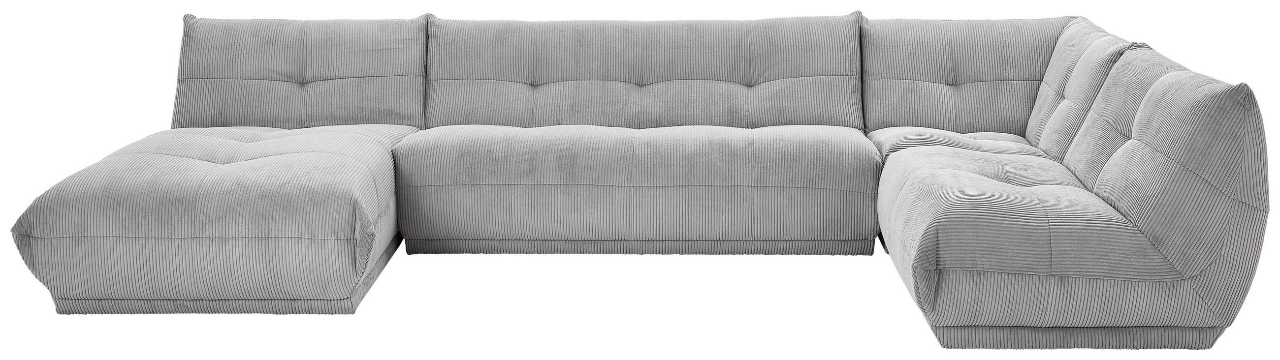 WOHNLANDSCHAFT  Cord Grau  - Grau, Trend, Textil (185/390/210cm) - Livetastic