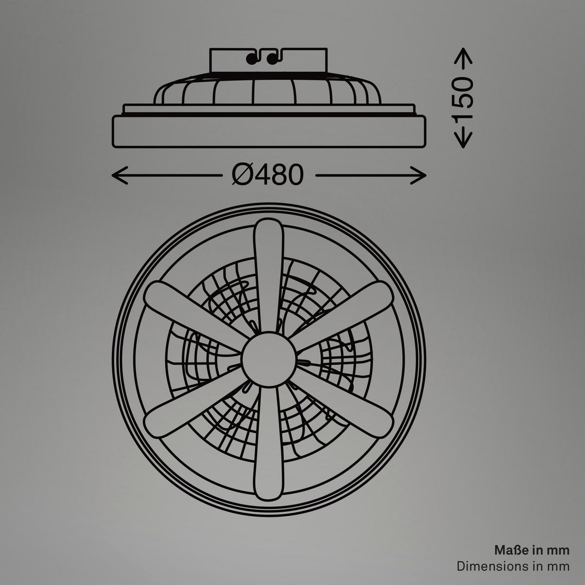 DECKENVENTILATOR 48./15 cm   - Schwarz/Weiß, Design, Kunststoff (48./15cm)