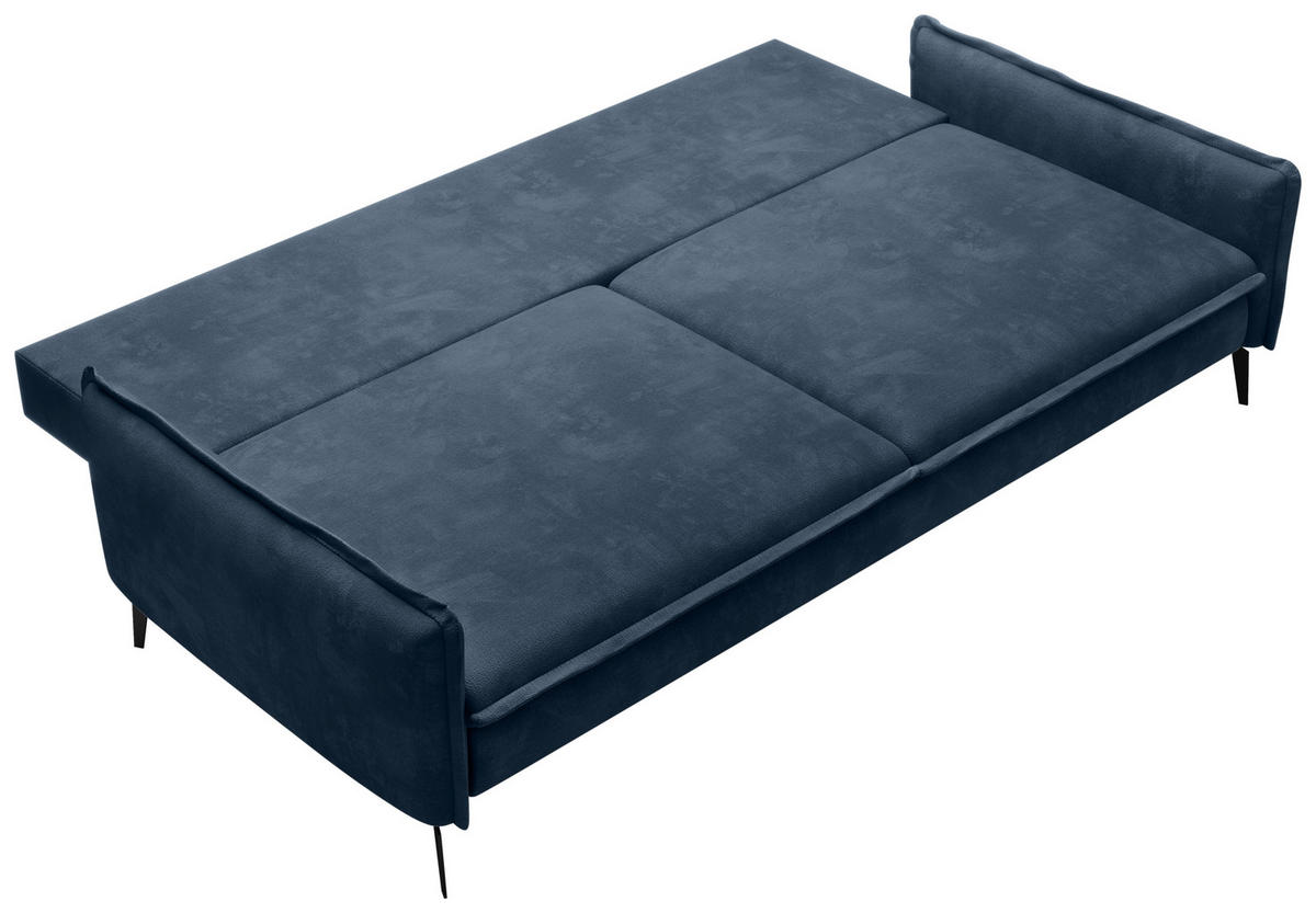 SCHLAFSOFA Chenille Dunkelblau  - Schwarz/Dunkelblau, KONVENTIONELL, Textil/Metall (223/89/107cm) - Carryhome