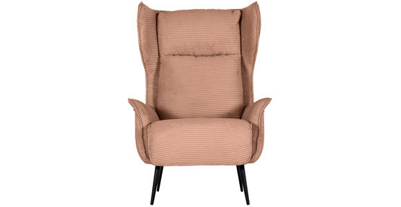 OHRENSESSEL Cord Altrosa  - Schwarz/Altrosa, Design, Textil/Metall (83/106/89cm) - Landscape