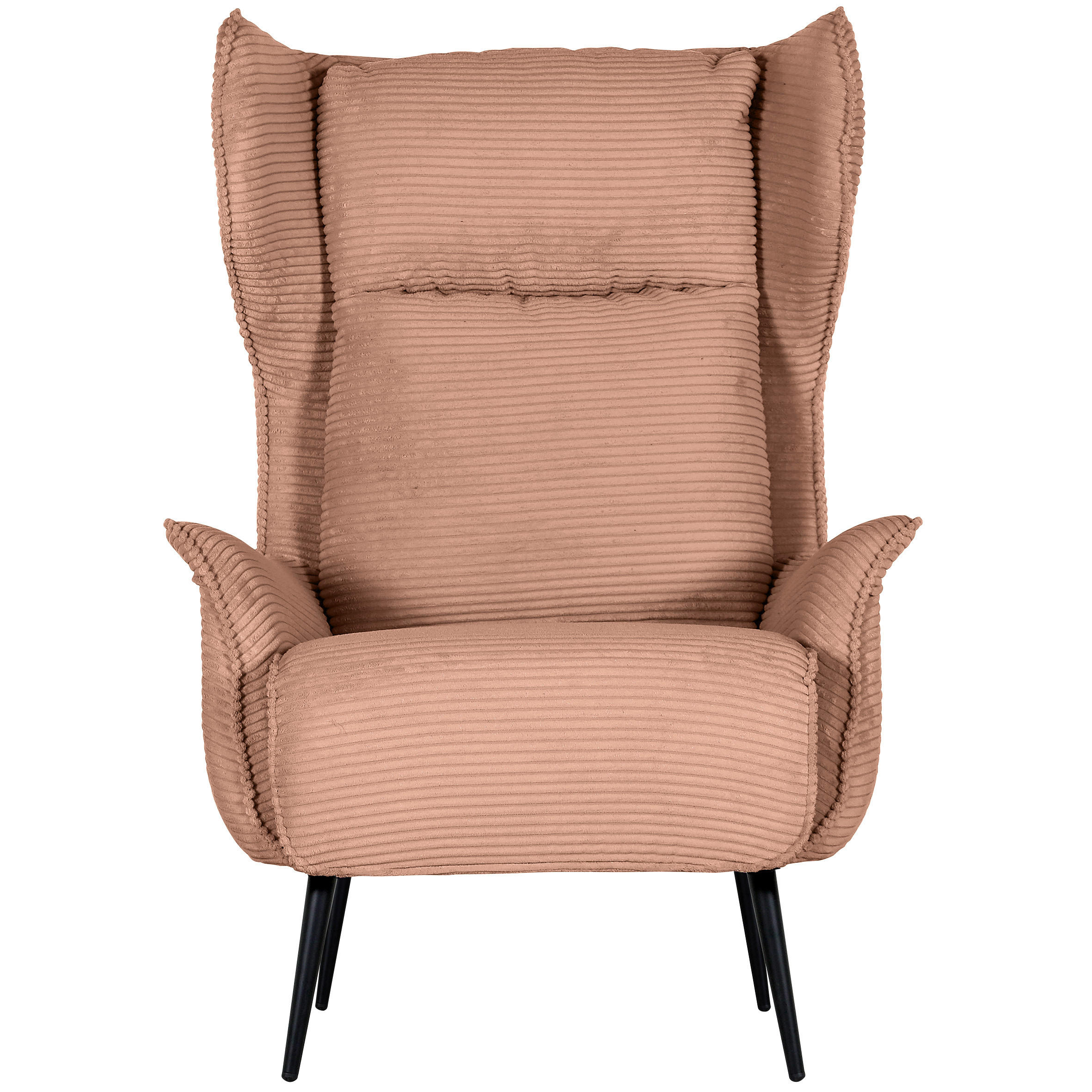 OHRENSESSEL Cord Altrosa  - Schwarz/Altrosa, Design, Textil/Metall (83/106/89cm) - Landscape