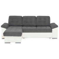 ECKSCHLAFSOFA in Mikrofaser Creme, Dunkelgrau  - Dunkelgrau/Creme, Modern, Kunststoff/Textil (148/232cm) - MID.YOU