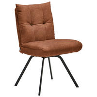 STUHL  in Velours Textil  - Rotbraun/Schwarz, Design, Textil/Metall (50/84/68cm) - Welnova