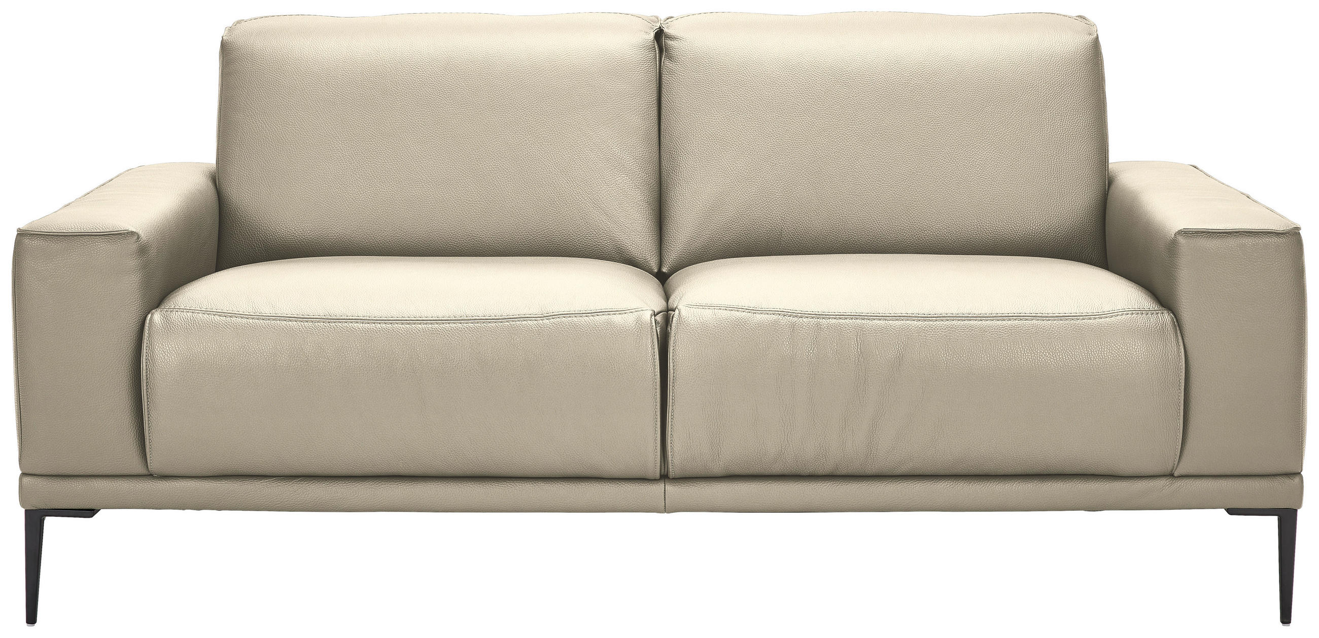 2-SITZER-SOFA  in Echtleder Creme   - Creme/Schwarz, Design, Leder/Metall (180/82/92cm) - Johann Jakob