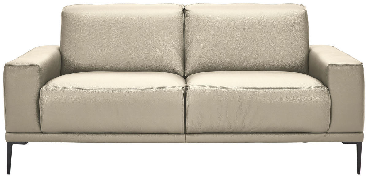 2-SITZER-SOFA  in Echtleder Creme   - Creme/Schwarz, Design, Leder/Metall (180/82/92cm) - Johann Jakob