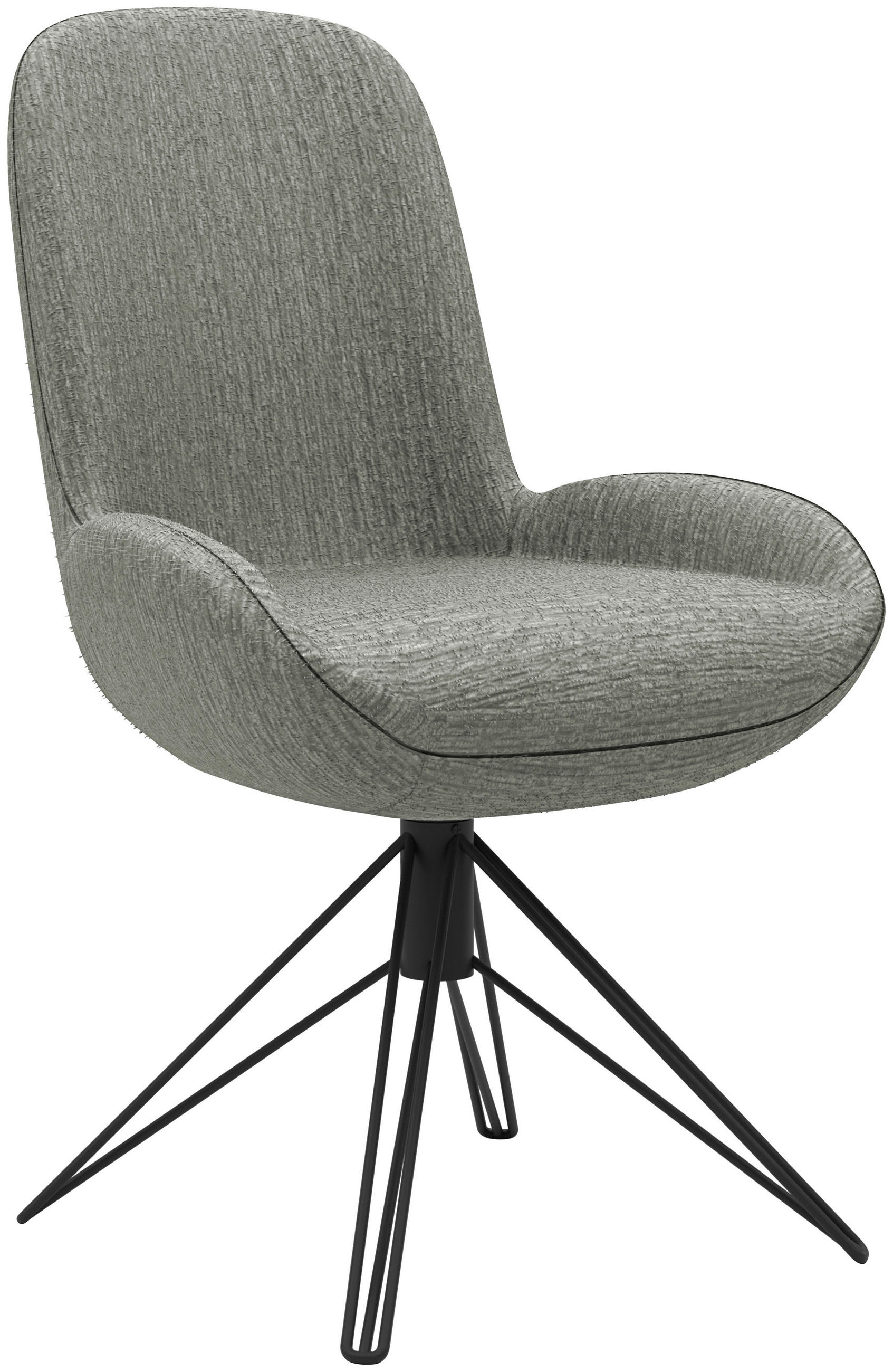 STUHL  Lederauswahl, Stoffauswahl, Typenauswahl, Sitzfläche 360° drehbar, automatische Rückholfunktion Chenille  - Anthrazit/Schwarz, Design, Textil/Metall (55/90/62cm) - Musterring