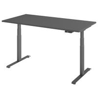 SCHREIBTISCH 160/80/64,5-129,5 cm  in Graphitfarben  - Graphitfarben, KONVENTIONELL, Holzwerkstoff/Metall (160/80/64,5-129,5cm) - Venda