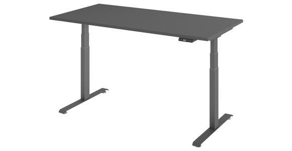 SCHREIBTISCH 160/80/64,5-129,5 cm Graphitfarben höhenverstellbar  - Graphitfarben, KONVENTIONELL, Holzwerkstoff/Metall (160/80/64,5-129,5cm) - Venda