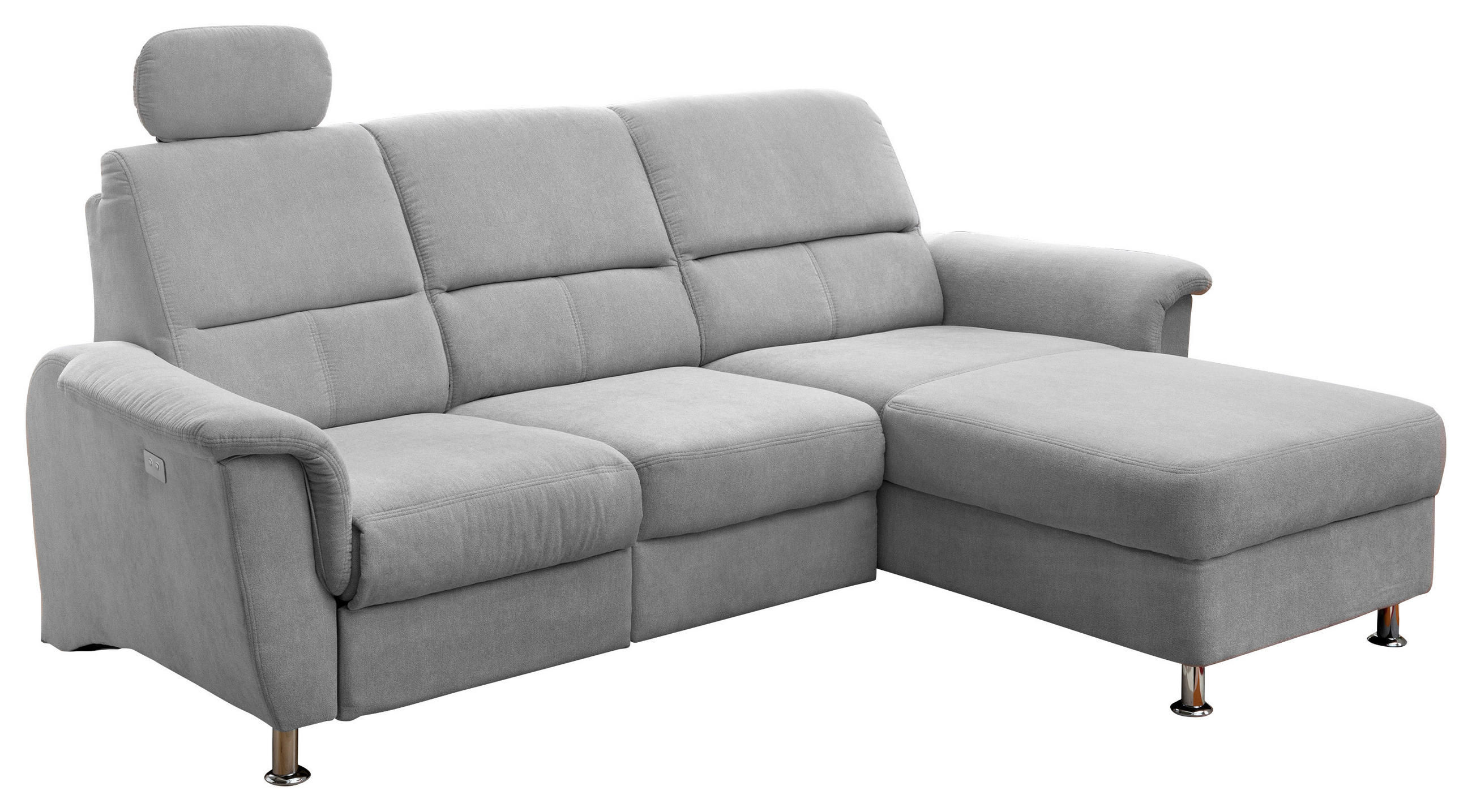 ECKSOFA  in Mikrofaser Silberfarben  231/165 cm  - Chromfarben/Silberfarben, MODERN, Textil/Metall (231/165cm) - Livetastic